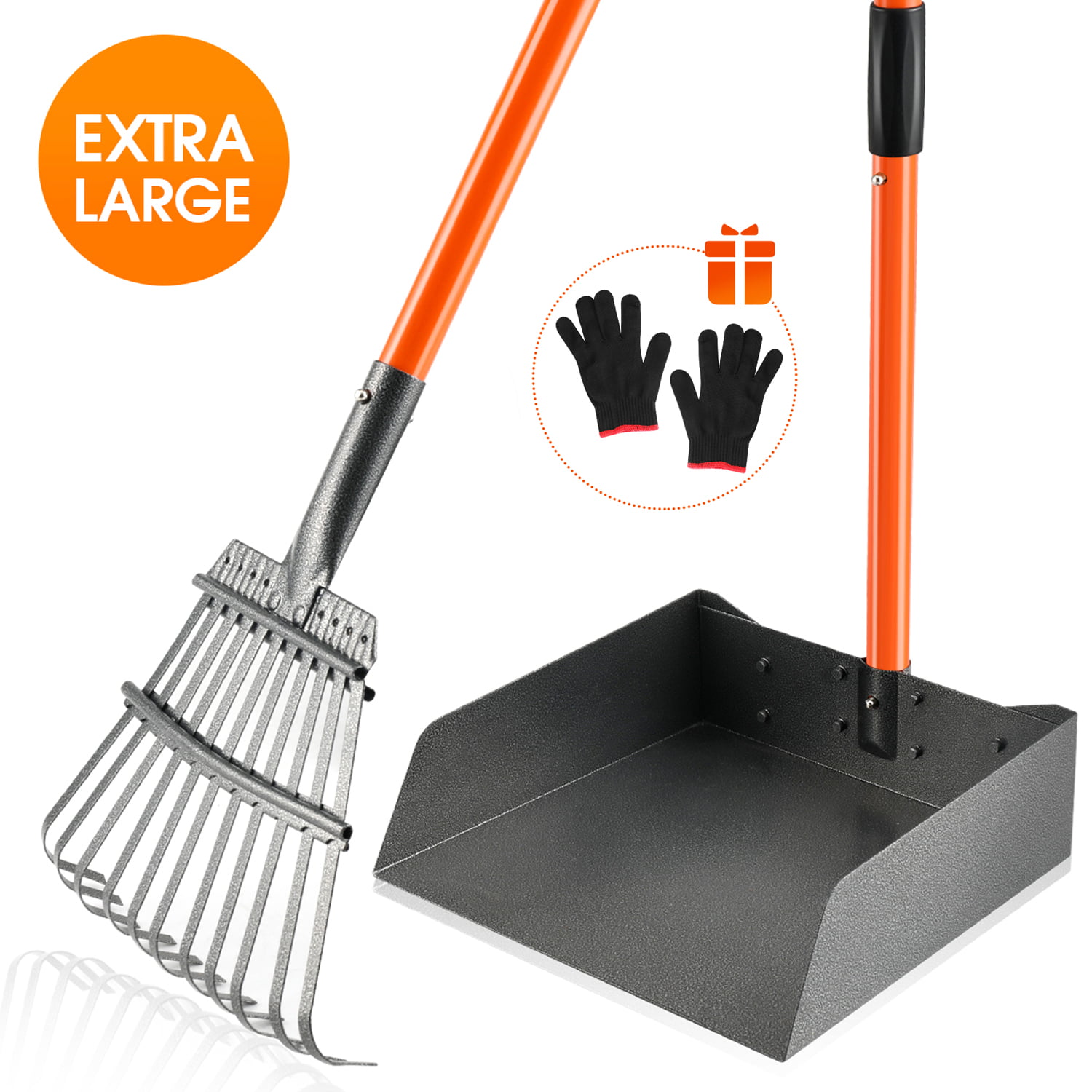 Lawns Rake and Spade，Great for Grass Extra Large Adjustable Long Handle Pooper Scooper for Large Dogs Dirt Gravel HITKYC Dog Pooper Scooper 3 PCS Pet Waste Removal Poop Scooper with Metal Tray 