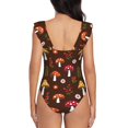 thumbnail image 3 of Naloa Woodland Mushroom Print Women One Piece Swimsuits Tummy Control Bathing Suit Ruffle V Neck Swimwear Slimming Monokini, 3 of 5