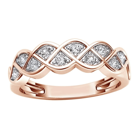 AFFY White Natural Diamond Braid Ring in 10k Rose Gold