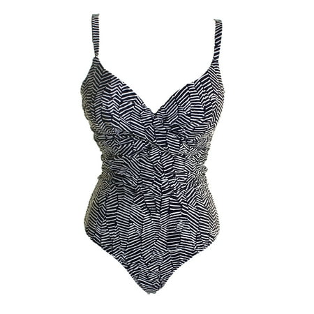 Island Escape Blue White Mikonos Beach Underwire Push-Up Swimsuit 10