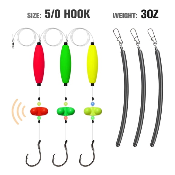 Catfish Float Rigs Santee Rig 5/0 Circle Hooks 3oz Dragging Weights Catfish Fishing Gear 6PCS