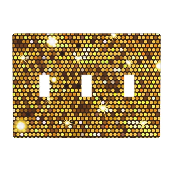 Gold Pattern Of Hexagons 3 Gang Light Switch Cover Decorative Triple Toggle Wall Plate for Kitchen Bedroom Bathroom Living Room Decor