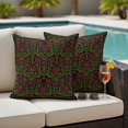 thumbnail image 4 of Vintage Red Roses Outdoor Waterproof Pillow Covers, Abstract Art Floral Green Leaves Decorative Square Throw Pillowcase Sofa Cushion Sham for Patio/Couch/Chair, 24"x24" 2 Pack, 4 of 8