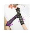 thumbnail image 6 of INSPIRE CHIC Women's Lace Up Half Finger Gloves Lace Elbow Length Arm Warmers Black and Purple Ribbon One Size, 6 of 6