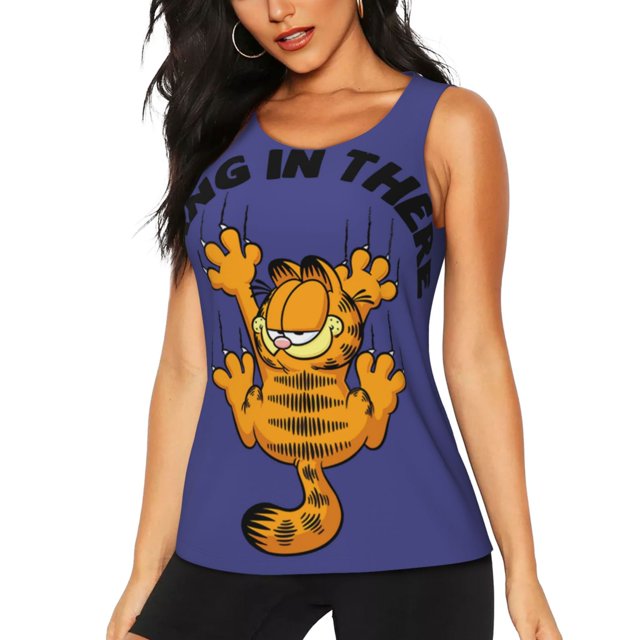 Cute Cartoon Garfield Funny Workout Gym Fitness Weightlifting Gift Tank Top-Xx-Large