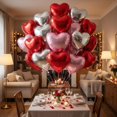 thumbnail image 4 of Globos PNIOTAIN de 18" en forma de corazón, foil, 30 piezas, rojo, rosa y plateado, 4 of 9