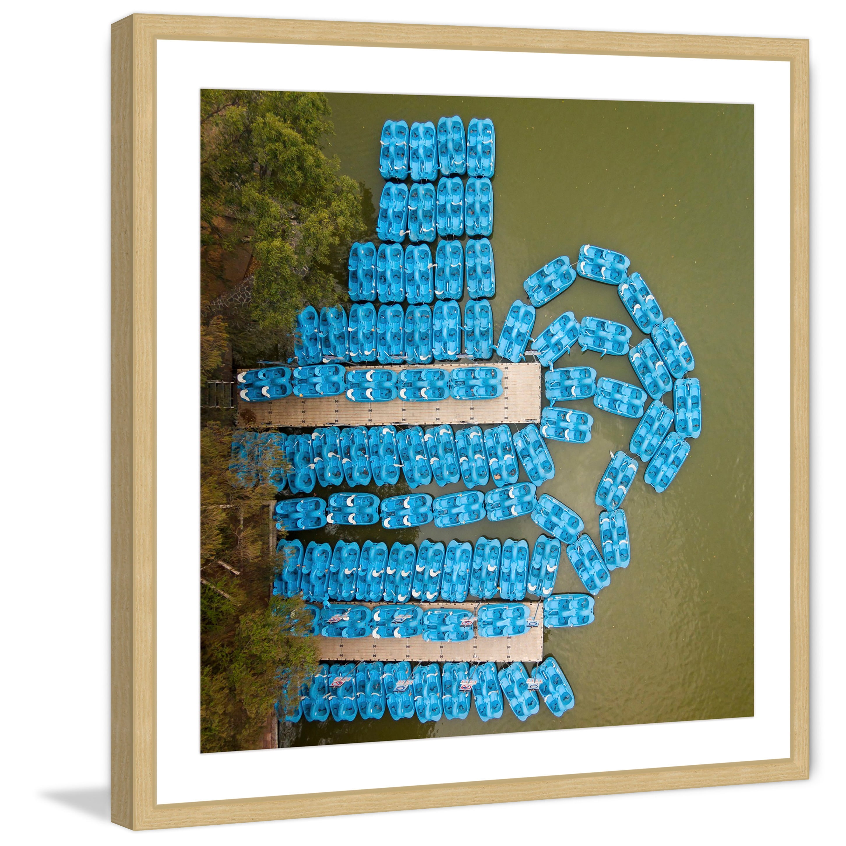 Marmont Hill "Blue Paddleboats" by Karolis Janulis Framed Painting Print