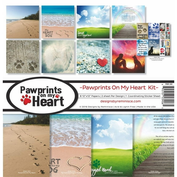 Reminisce Collection Kit 12"X12"-Pawprints On My Heart
