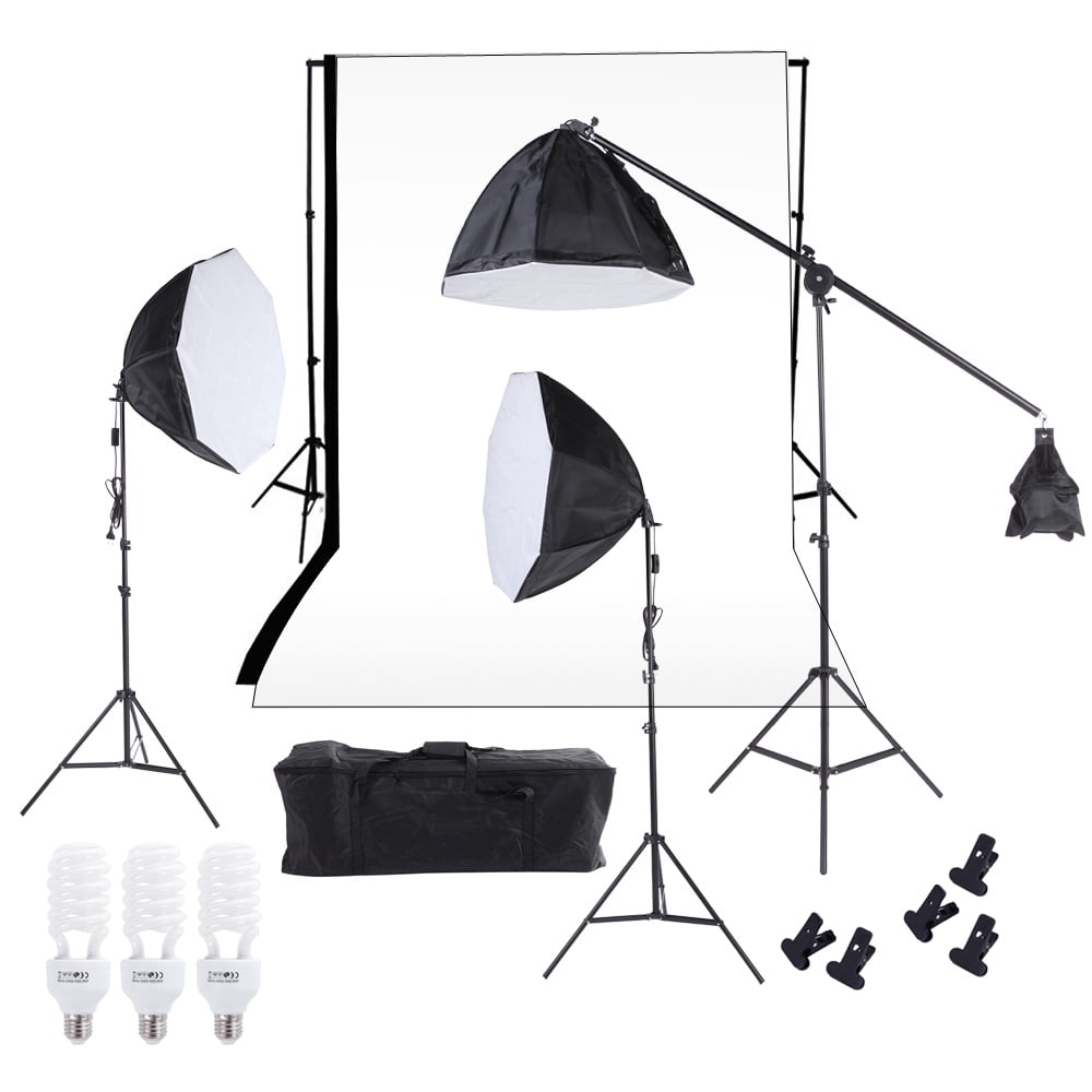 100% Thick Muslin Background ,45w Lamp,Light Stand,Holder Kit and Portable Bag for Port Photography Studio 4-Socket Softbox Continuous Lighting Kit with Backdrop Stand Green,White,Black