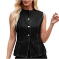 thumbnail image 2 of Sentmoon Débardeurs pour Femmes Col Ras du Cou en Denim Hauts Grande Taille pour Femmes Coupe Décontractée T-Shirts Graphiques Sans Manches 2025 Été Tendance Adolescentes pour Brunch de Fin de Semaine Noir G, 2 of 8