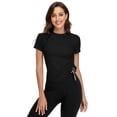 thumbnail image 2 of BeautyIn Women's Workout Shirts Drawstring Hem Fitted Top Short Sleeve Yoga Running tanks, 2 of 4