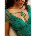 thumbnail image 5 of Women Crop Top Vintage Lace Short Sleeve Shirt Aesthetic Patchwork Square Neck T-Shirt 90s Harajuku Shirt Green M, 5 of 7