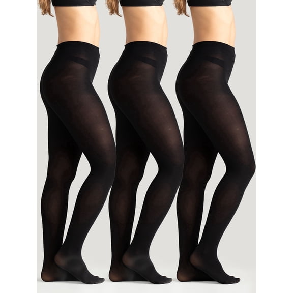 On the Go Women's Control Top Tights (Black, XL, 3 Pack)