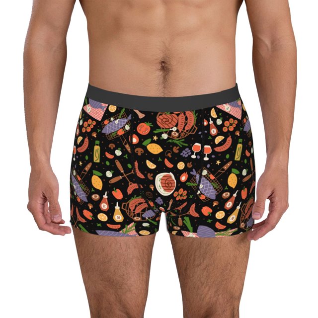 Balery BBQ Party Calzoncillos bóxer para hombre, ropa interior de algodón suave y transpirable con cinturilla de nailon-Small