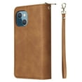 thumbnail image 6 of Feishell for Apple iPhone 13 (6.1 inch) Wallet Case for Women Men,Premium PU Leather Magnetic Clasp Zipper 9 Card Slots Folio Flip Holder Shockproof Purse Phone Case with Wrist Strap,Brown, 6 of 8