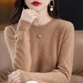 thumbnail image 5 of DuoJiaJ Women's Sweaters Cable Knit Long Sleeve Casual Slim Fit Pullover Fall Tops Gold XL, 5 of 5