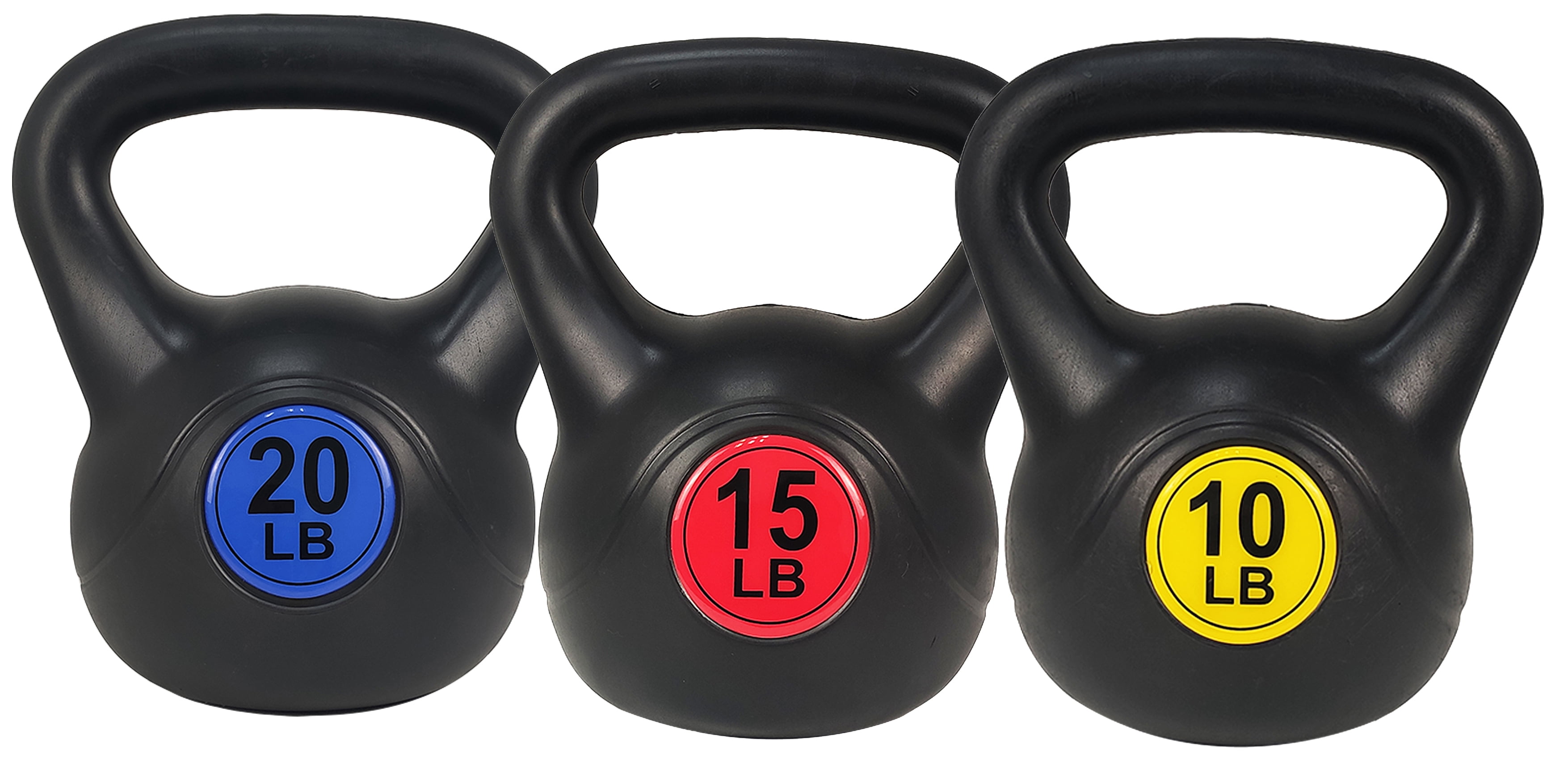 BalanceFrom Wide Grip 3-Piece Kettlebell Exercise Fitness Weight Set, Include 10 Lbs., 15 Lbs., 20 Lbs.