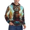 thumbnail image 2 of Uemuo Riverside Meditating Cat Pattern Men's Hoodie - Casual Pullover Hoodie with Kangaroo Pocket, Stylish Hooded Sweatshirt for Everyday Wear-Large, 2 of 7