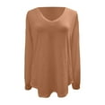 thumbnail image 5 of Women's V Neck Long Sleeve T Shirt Loose Fit Casual Off Shoulder Top with Waist Tied Hem for Daily Wear, 5 of 5