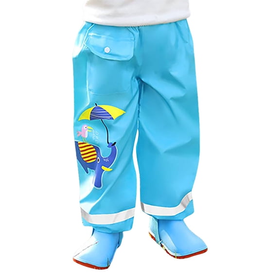 EnJoCho Kids Rain Pants Boys Girls 𝖶aterproof Trousers Toddlers Mud Dirty Proof Stirrups Reflective Mud Pants 1-8 Years Outdoor Adventure Playwear Bottoms