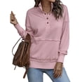 thumbnail image 2 of Sudadera Informal de Larga para Mujer, Cuello Alto, Botones y Cordón Ajustable Rosa XXL, 2 of 8