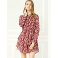 thumbnail image 4 of INSPIRE CHIC Robe en Mousseline à Taille Smockée à Imprimé Floral Vintage pour Femme, 4 of 4