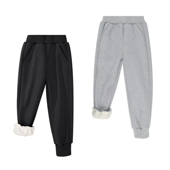 BIG ELEPHANT Pantalones Deportivos con Forro Polar para Niños y Niñas, Pantalones Deportivos Cálidos de Invierno con Cintura Elástica y Bolsillos de 3 a 16 Años