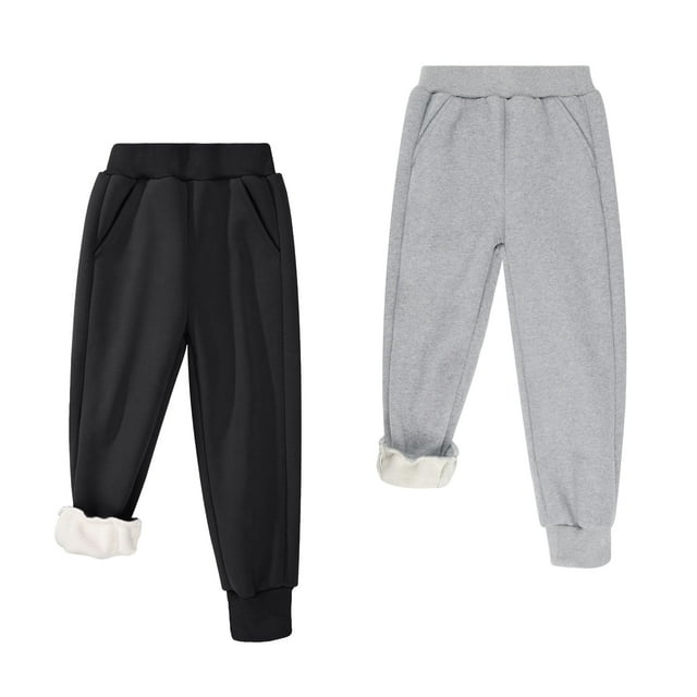 BIG ELEPHANT Pantalones Deportivos con Forro Polar para Niños y Niñas, Pantalones Deportivos Cálidos de Invierno con Cintura Elástica y Bolsillos de 3 a 16 Años