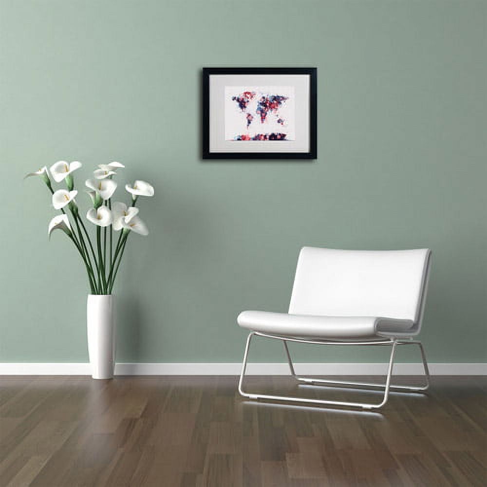 Trademark Fine Art "Paint Splashes World Map 3" Matted Framed by Michael Tompsett