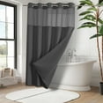 thumbnail image 4 of No Hook Waffle Weave Shower Curtain with Snap in Liner Set, Hotel Luxury Dark Gray Shower Curtains for Bathroom with See Through Top Window, Waterproof, Washable 71W x 74H, 4 of 6