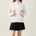 thumbnail image 6 of ROHUUQUE Kids Girls Cardigan School Uniforms Sweater Solid Color V-neck Unisex Button Long Sleeve Basic Knit Tops for 5-17 Years White, 6 of 9