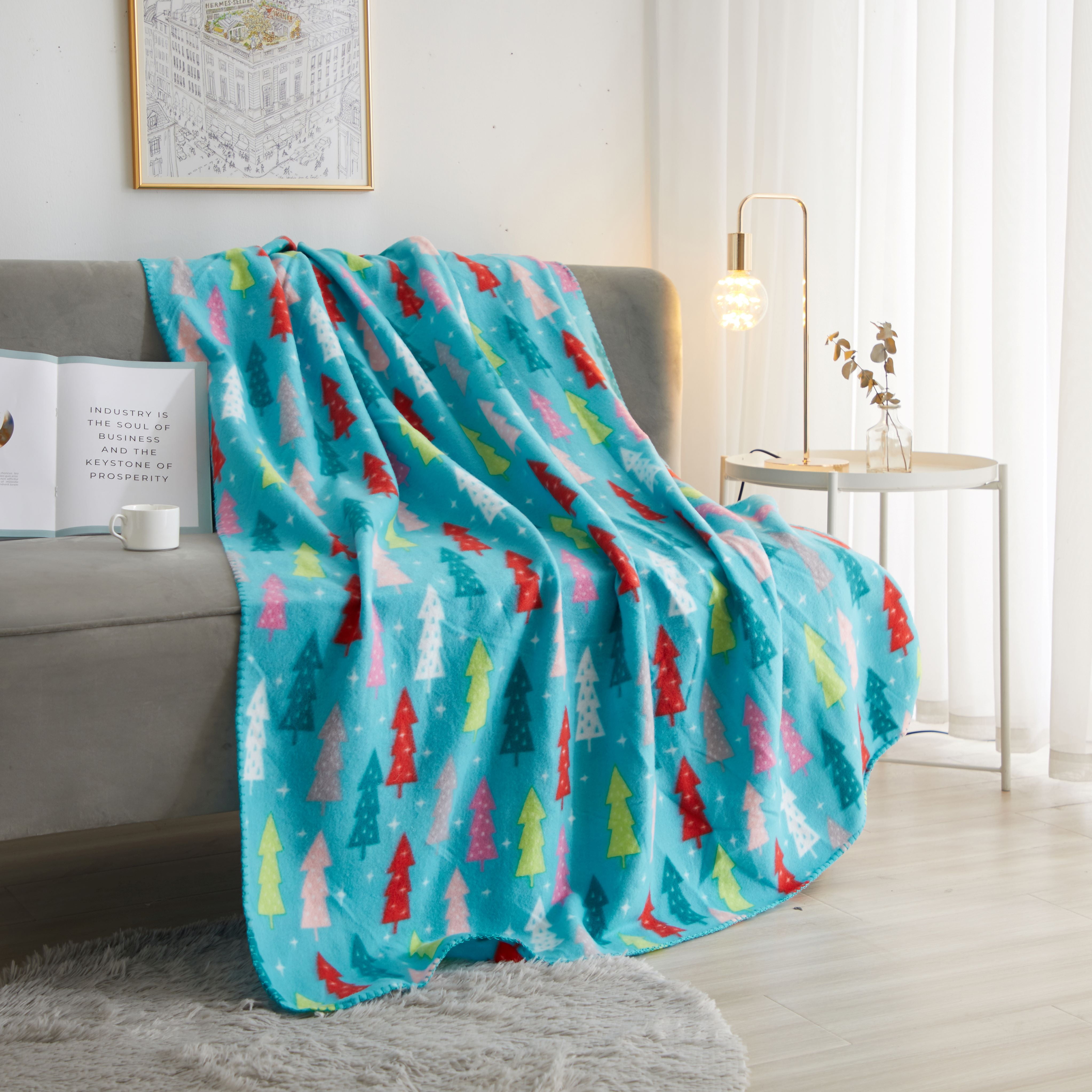 Mainstays Fleece Plush Throw Blanket 50 X 60 Inches Holiday Trees 