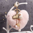 thumbnail image 4 of Llaveros con pompones y forma de corazón para mujer, llaveros con pompones de piel sintética, accesorios para bolsos, llaveros con forma de bola de pelo, colgantes para mochilas para niñas (rosa), 4 of 4