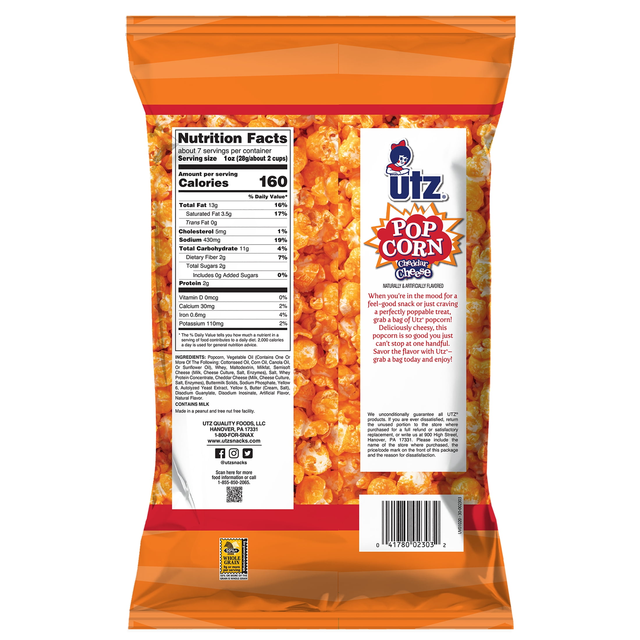 6.5 oz Utz Cheddar Cheese Popcorn