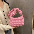 thumbnail image 3 of 5850 Nicho A Cuadros Seersucker Plisado Temperamento Nube Un Hombro Axila Bolso Mujer (rojo Rosa) Rosa Rojo, 3 of 9
