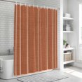 thumbnail image 5 of Burnt Orange Striped Shower Curtain Set - Standard 72" x 72" Washable Bathtub Curtain with 12 Hooks, Farmhouse Linen Texture Line Stripes Waterproof Fabric Stall Shower Curtains for Bathroom Décor, 5 of 8