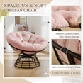 thumbnail image 4 of OMNIBERG Ergonomic 360° Swivel Wicker Papasan Chair, Oversized Indoor Outdoor Rattan Egg Sofa Chair Lounger with Soft Thick Cushion for Living Room, Bedroom, Patio, Yard, Pink, 4 of 9