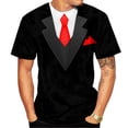 thumbnail image 2 of Rebaike Men's Tuxedo Print T-Shirt Faux Suit Graphic Tee All-Over Costume Polyester Shirt, 2 of 8