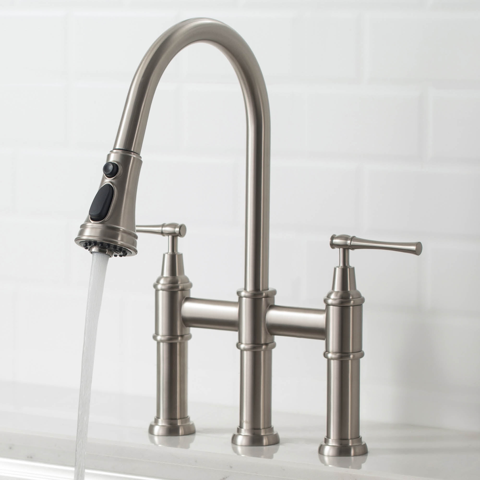 Kraus Allyn™ Transitional Bridge Kitchen Faucet with PullDown