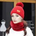 thumbnail image 3 of KIHOUT Beanies Chapeaux Mode Femmes Hiver Tricot Chapeau Col Boule Ensemble Épais Chaud Uni Cache-Oreilles Chapeau, 3 of 4
