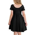 thumbnail image 4 of TQWQT Girls Black Dresses Summer Short Sleeve Basic Dress Size 10-12 Kids A Line Sundress Cute Crewneck Skater Dress Girls Dresses Tween Girls T-Shirt Dress with Pockets Black 120, 4 of 8