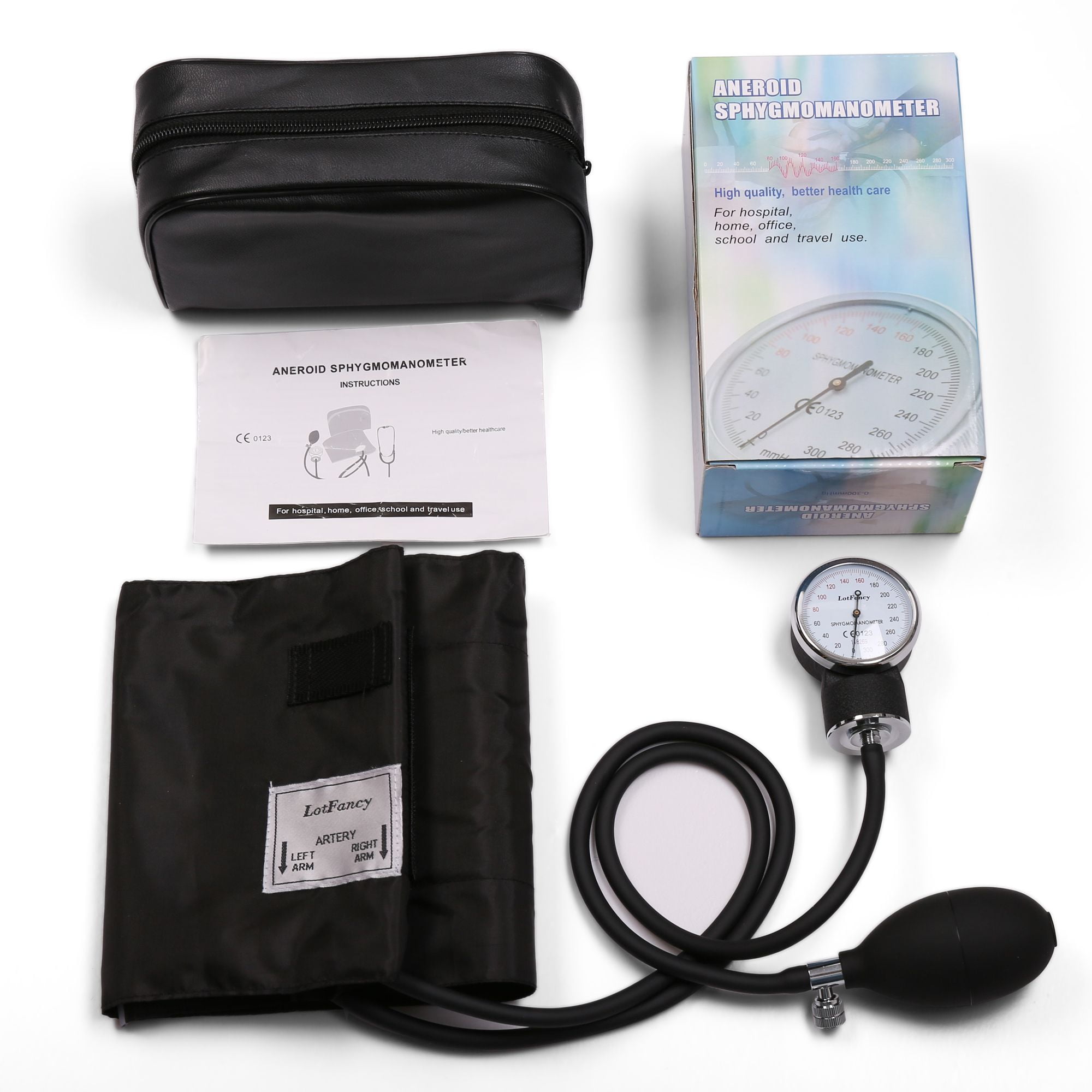  LotFancy Manual Blood Pressure Cuff, Adult Cuff 10-16,  Aneroid Sphygmomanometer, Calibrated BP Gauge for Accurate Readings, with  Zipper Case, Black : Industrial & Scientific