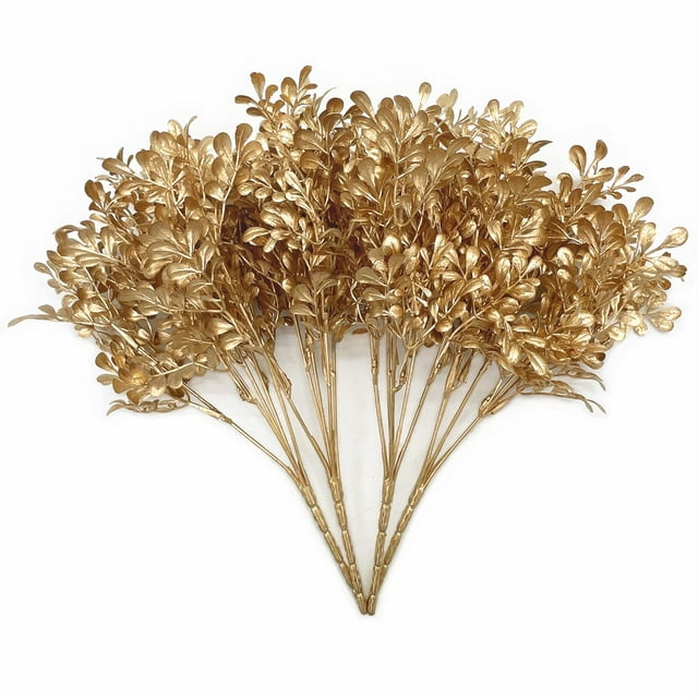 Plantas artificiales PASYOU Golden con follaje sintético de 32 cm, paquete de 4 unidades