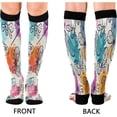 thumbnail image 4 of Coolnut 2 Pack Fashion Print Compression Socks for Women Men, Knee High Stockings for Athletic Sports,Running,Travel, 4 of 7
