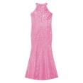 thumbnail image 4 of YIZYIF Kids Girls Party Mermaid Dress Allover Sequins Fish Tail Maxi Dress Birthday Party Pageant Proms Ball Gown A Pink 14, 4 of 6