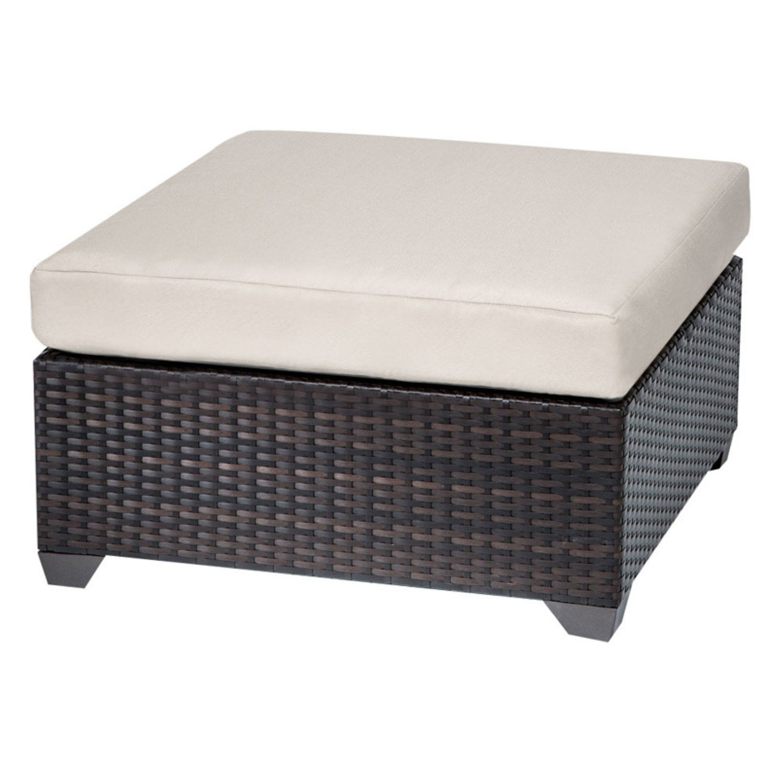 TK Classics Belle Wicker Outdoor Ottoman with 2 Cushion Covers