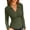 Army Green, variant on Womens Long Sleeve Shirts Polo Tops V Neck Slim Fitted Ribbed S-XL