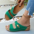 thumbnail image 5 of Pandaie Women Arch Support Slides Open Toe Wide Width Orthopedic Wedge Sandals Boho Comfortable Outdoor Beach Walking Shoes Green 9.5, 5 of 9