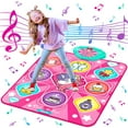 thumbnail image 1 of Kusntin Tapis de Danse Licorne, Tapis de Jeu de Rythme et de Danse, Tapis de Danse Rose avec Lumières LED, Volume Réglable, Musique Intégrée, 5 Modes de Jeu, Cadeaux de Noël pour 3-12 Ans, 1 of 7