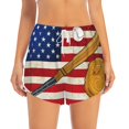 thumbnail image 2 of Goofa American Flag And Baseball Printed Women 2 in 1 Running Shorts,Quick Dry Athletic Workout Shorts,High Waisted Athletic Shorts with Liner Pockets-X-Large, 2 of 9